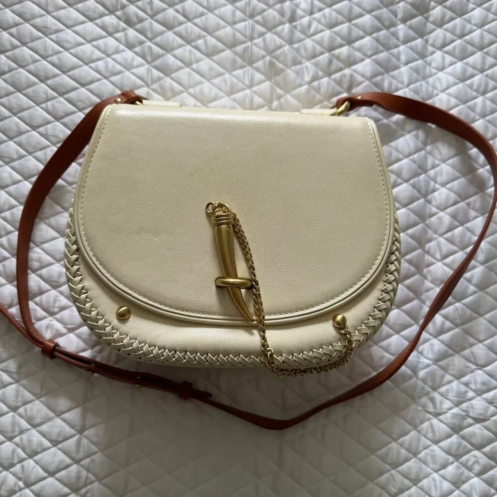 Sancia Babylon Bar Tooth Bag in Ecru & Whiskey